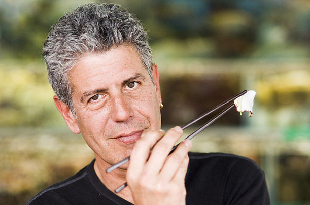 Anthony Bourdain enjoys a meal at Chuen Kee Seafood Restaurant in the Sai Kung area of New Territories, Hong Kong.
