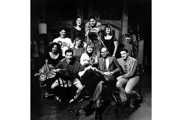 Carell (in the top row, middle) worked as a mail carrier and radio host before landing a spot with Chicago's Second City troupe in 1991. It was there that he met future co-star Stephen Colbert.