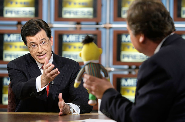 During his appearance on the show, fellow host Stephen Colbert discussed his decision to run for the President of the United States in South Carolina.