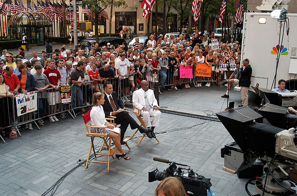 Making Do
Today hosts Katie Couric, Lester Holt and Roker broadcast from outside Studio 1A after the enormous electrical blackout of