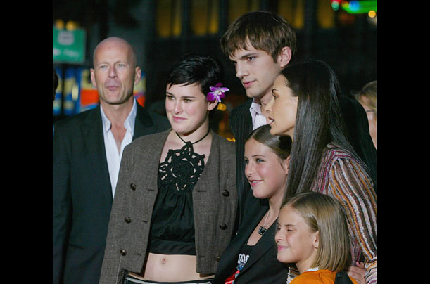 After two years of dating, Kutcher tied the knot with actress Demi Moore, ex-wife of action star Bruce Willis in 2005.  The three maintain
