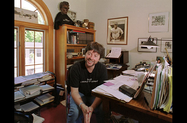 Busy Bee
Burns (pictured in his Walpole, New Hampshire office, above) not only directs his films, he also often serves as the writer, cinematographer