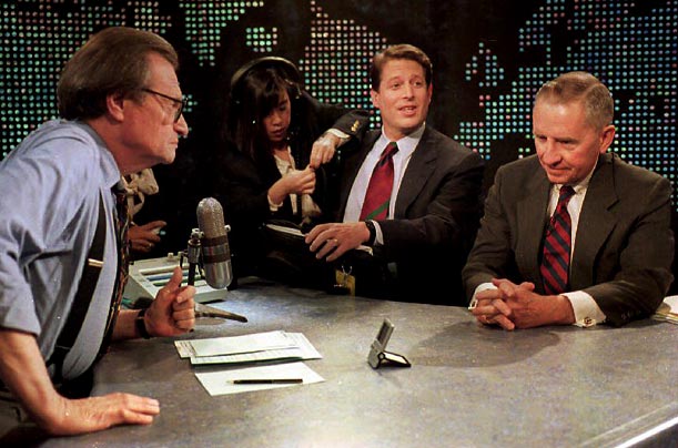 King's show played a key part in establishing CNN as a vital news source. His 1993 debate between then-Vice President Al Gore and Ross Perot