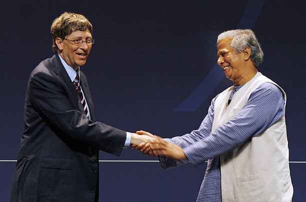 Moneymakers
Microsoft Chairman and philanthropist Bill Gates greets Dr. Yunus during The Microsoft Government Leaders Forum in Beijing.