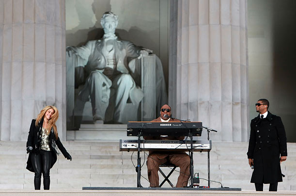 Big Day
Alongside Stevie Wonder and Usher, Shakira performs for the Obama Inaugural Celebration at the Lincoln Memorial on January 8,