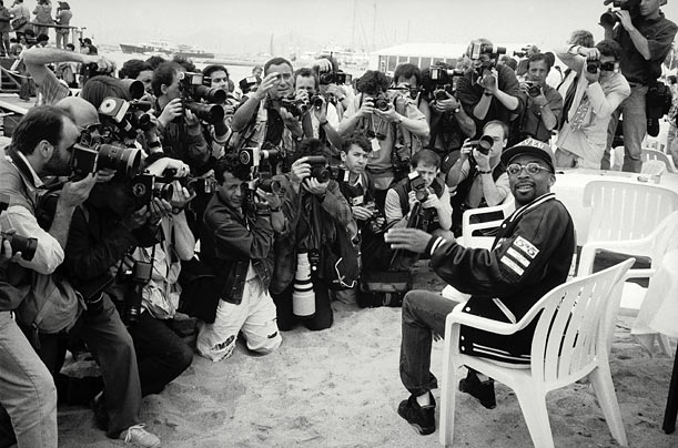 Unafraid of controversy, the director often draws media attention, as he did at this 1991 photo call at the Cannes Film Festival.