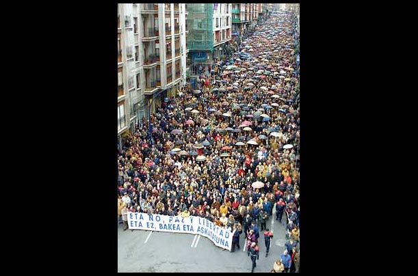 Thousands of people demonstrate against the pro-independence Basque group ETA in Portugalete