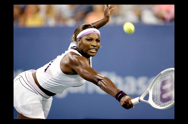 number eight seeded serena williams playing at the u.s. open of tennis in flushing meadows