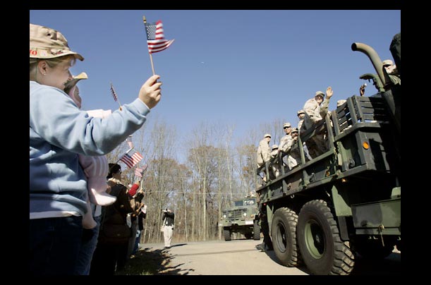 Troops from the 150th and 350th Finance Detachments of the New Jersey Army National Guard return to the National Guard Armory in Raritan Township, N.J. from their deployment in Iraq