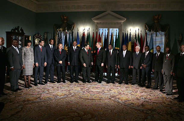 President George W. Bush meets with Caribbean heads of government at the State Department