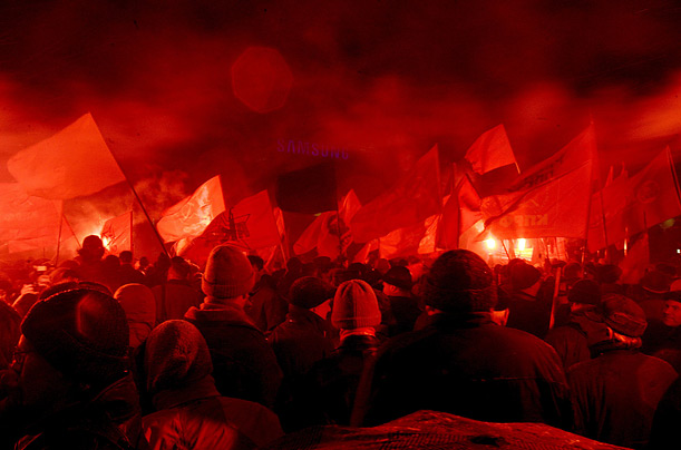 Communists gather in St. Petersburg to mark the 90th anniversary of the
Bolshevik revolution of 1917.