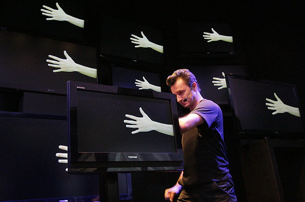 Magician Marco Tempest performs at the Toshiba exhibit at the Consumer Electronics Show in Las Vegas. 


