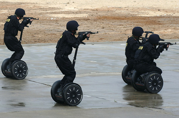 Paramilitary policemen on 