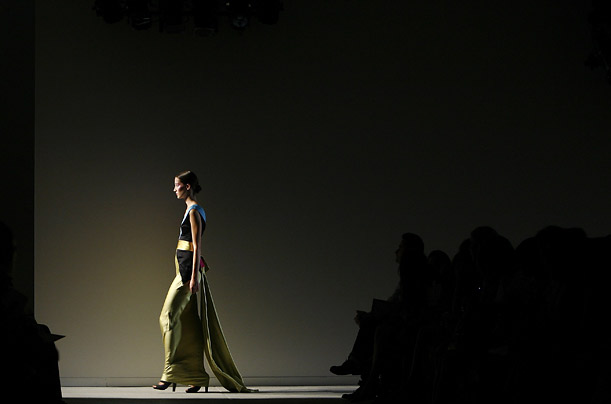 A model walks the runway at the Jonathan Saunders show during New York Fashion Week.