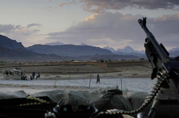 Night descends on an Afghan National Police Post in the country's Farah province.