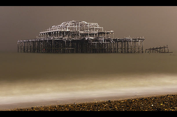 Left to Decay
Snow settles on the derelict West Pier in Hove, United Kingdom.