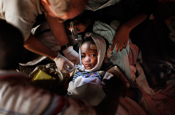 Fragile
An injured child receives medical treatment after the 7.0 magnitude earthquake in Port-au-Prince, Haiti.