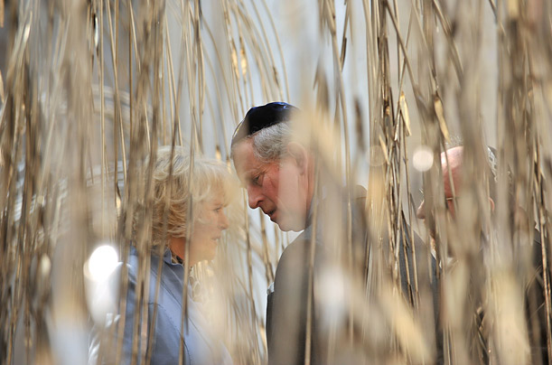 Prince Charles and Camilla Duchess of Cornwall exchange words while visiting the Tree of Life memorial at a the Dohany Street Synagogue in Budapest, Hungary.