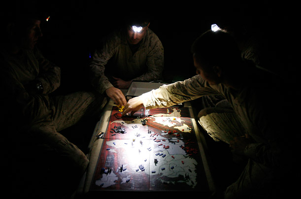 U.S. Marines play a game of 