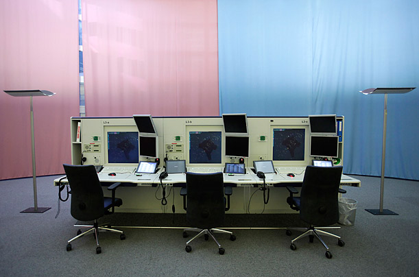 An air traffic controller work station at the Skyguide monitoring center in Geneva, Switzerland's Cointrin airport sits unmanned, as ash from the volcanic eruption in Iceland stops aviation over Europe.