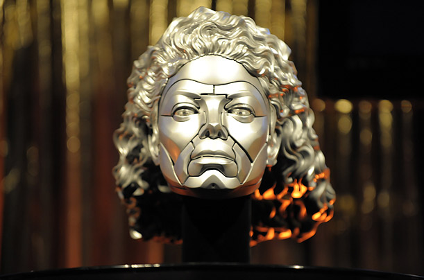 A sculpture of Michael Jackson is displayed during a press preview of 