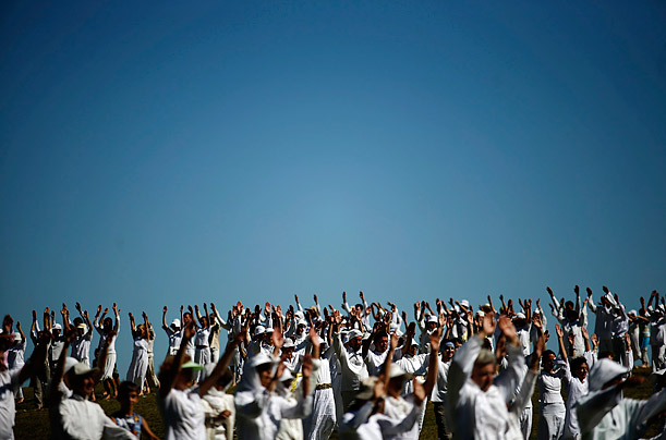 Hands Up

Members of an international religious movement called the White Brotherhood perform a ritual dance known as Paneurhythmy near Babreka lake, in Bulgaria.