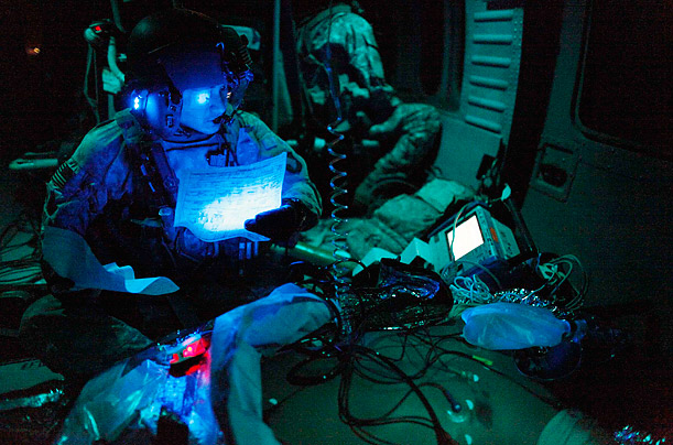 Night Vision

A U.S. flight medic examines a report on an unconscious U.S. serviceman during a night time emergency airlift in southern Afghanistan's Kandahar province.