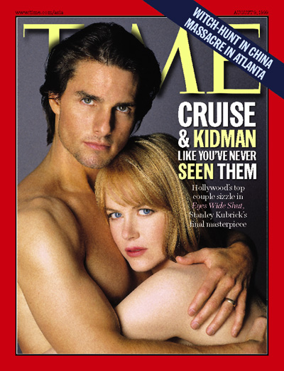 A photo of Tom Cruise and Nicole Kidman hugging while wearing no clothes.