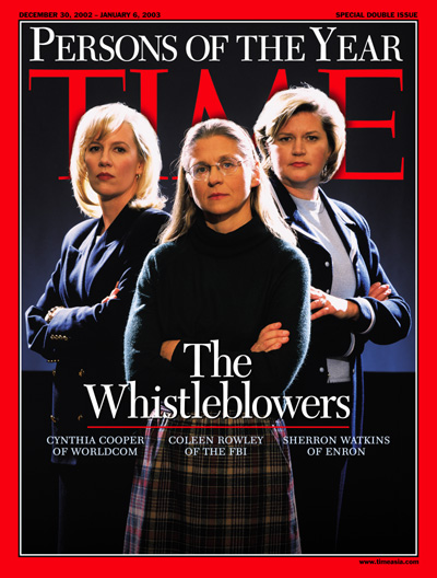 Whistleblowers (L-R) Cynthia Cooper Worldcom, Colleen Rowley of the FBI & Sherron Watkins of Enron