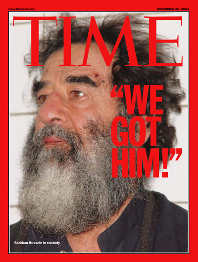 A photo of captured Saddam Hussein