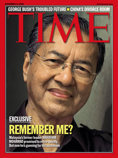 Former Malaysian Prime Minister Mahathir Mohamad talks to TIME