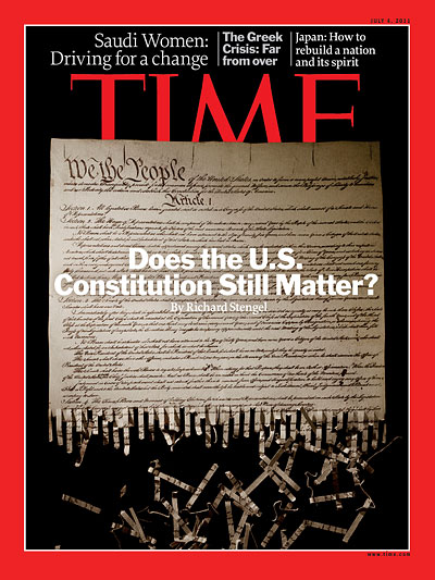 Photo illustration of the U.S. Constitution being shredded