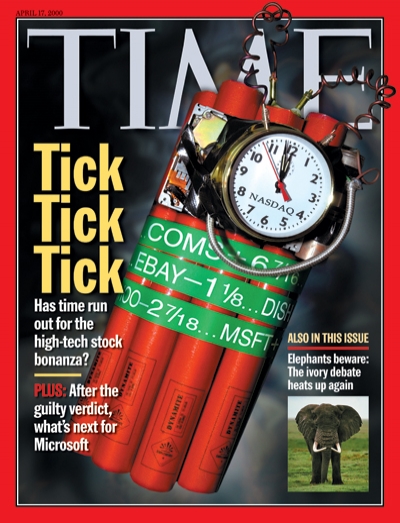 An illustration of a bundle of dynamite held together by a stock ticker.