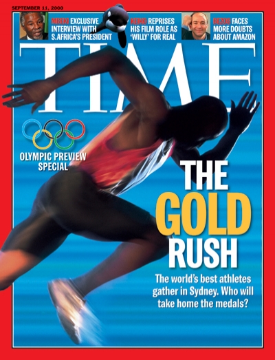 A photograph of an olympic sprinter.