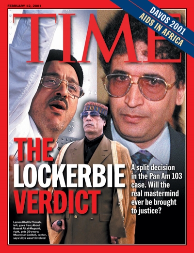 A photo montage depicting the main players in the Lockerbie bombing, including Gaddafi.