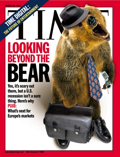 Roaring bear with briefcase 7 tie re bear market in stocks