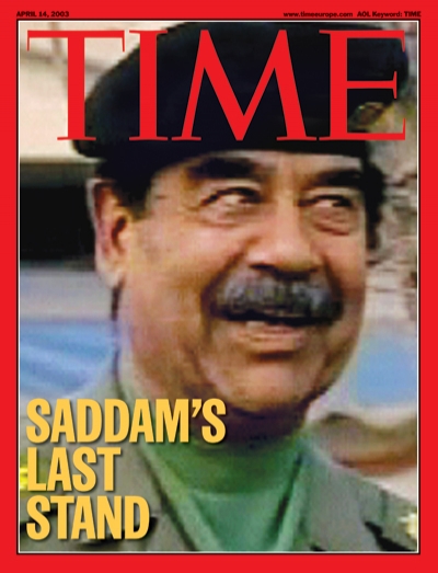 A still image from a video of Saddam Hussein