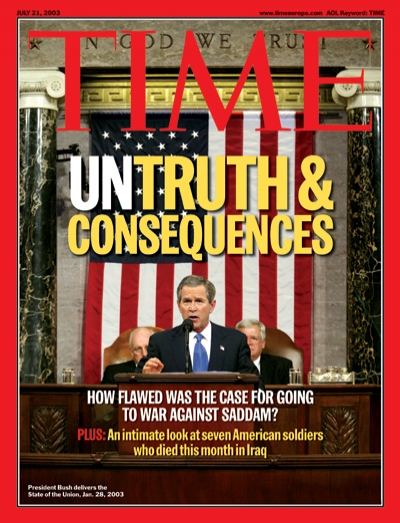 TIME Magazine Cover: Untruth & Consequences -- July 21, 2003