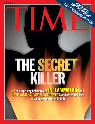 A photo illustration showing the silhoutted torso of a man with fire superimposed onto it.