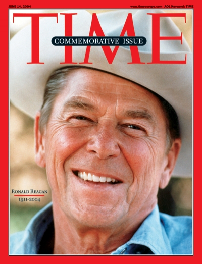 A close-up picture of Ronald Reagan.