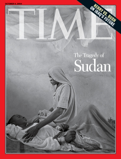 A black and white photo of tragedy in Sudan.