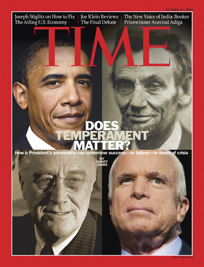 Split screen of Barack Obama, Abraham Lincoln, John McCain, and Franklin Roosevelt