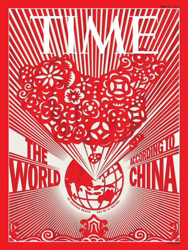 red and white graphic of the world