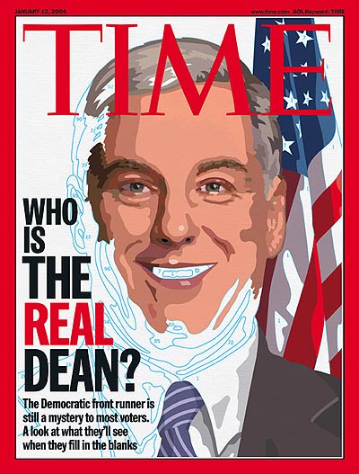 Partially finished portrait of Howard Dean.