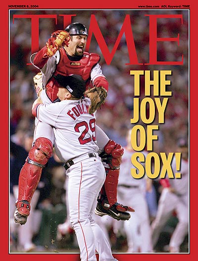 A phot of the Red Sox celebrating a win.