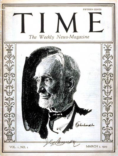 Retiring Speaker of the House.  First issue of TIME