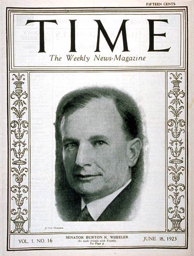 TIME Magazine Cover: Burton K. Wheeler -- June 18, 1923