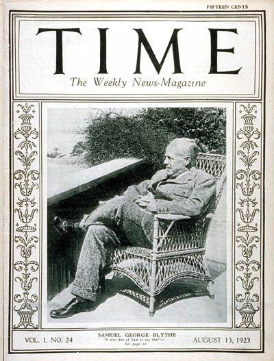 TIME Magazine Cover: Samuel George Blythe -- Aug. 13, 1923