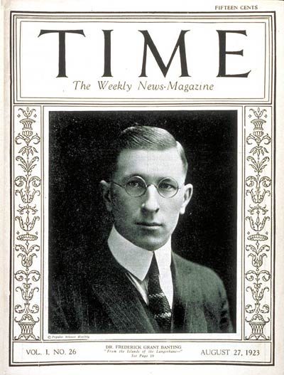 TIME Magazine Cover: Frederick G. Banting - Aug. 27, 1923 - World War I -  Canada - Health & Medicine