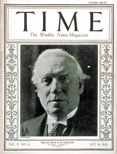 TIME Magazine Cover: Herbert H. Asquith -- Oct. 8, 1923